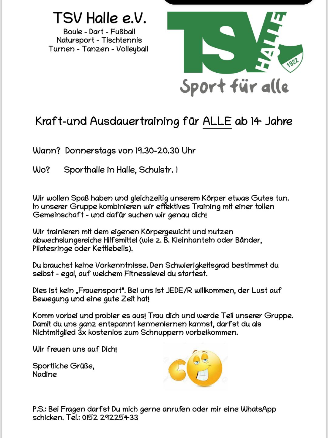 Kraft- und Ausdauertraining für alle ab 14 Jahren